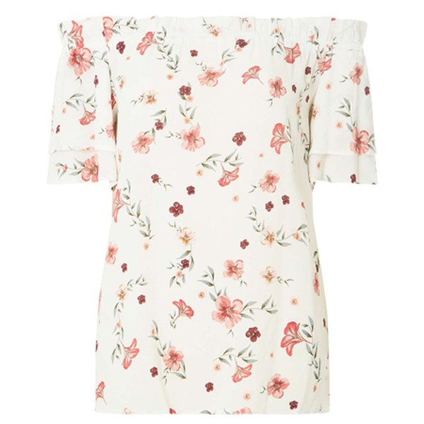 Tall Ivory Floral Bardot Top