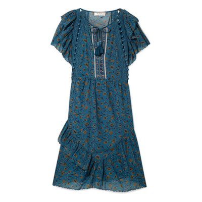Kaylee Crochet-Trimmed Printed Cotton-Blend Voile Dress