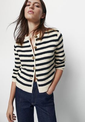 Striped Knit Cardigan With Buttons from Massimo Dutti