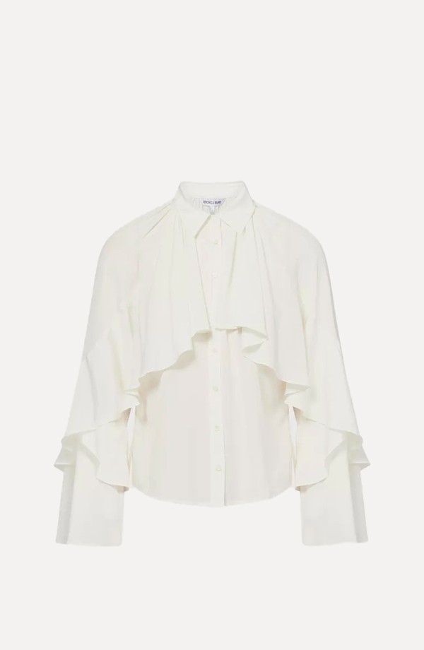 Demaris Ruffled Stretch-Silk Blouse