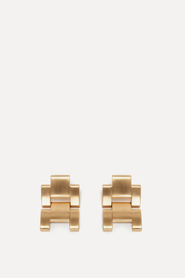 Exclusive Jumbo Chain Earrings In Brushed Gold from Victoria Beckham