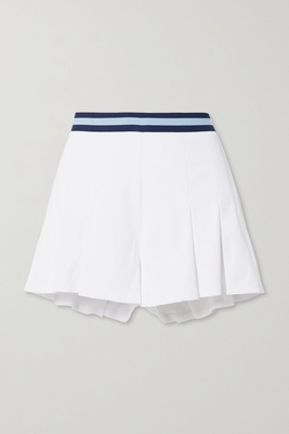 Ace Jaynee Striped Pleated Ribbed Stretch-Jersey Tennis Skirt from The Upside