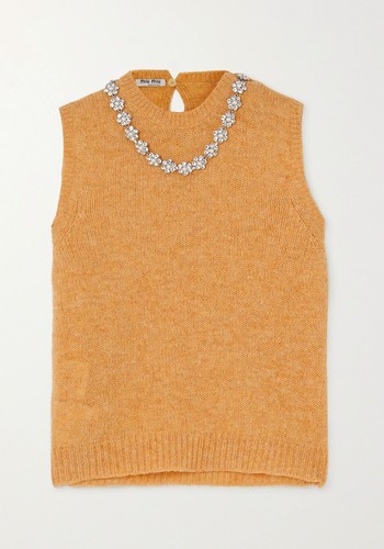 Crystal-Embellished Wool Tank from Miu Miu