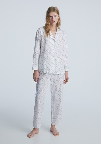 Floral 100% Cotton Long-Sleeved Shirt from Oysho