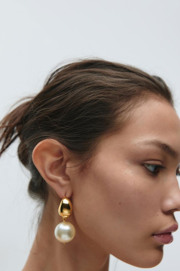 Peal Bead Hoop Earrings