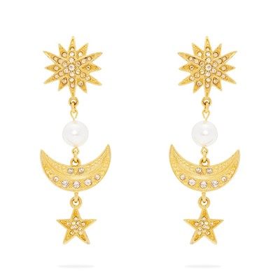 Moon & Stars Drop Clip-On Earrings from Oscar de la Renta