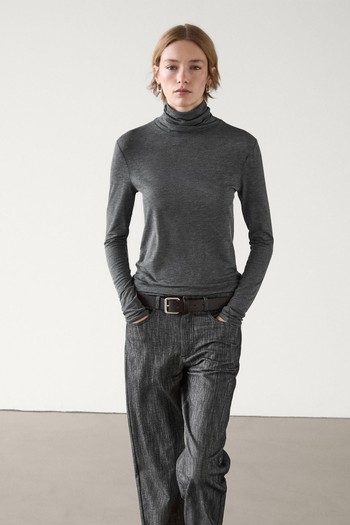 Long Sleeve Lyocell Blend Top from Massimo Dutti