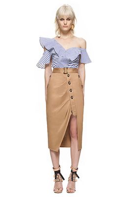 Asymmetric Trench Midi Skirt from Self-Portrait
