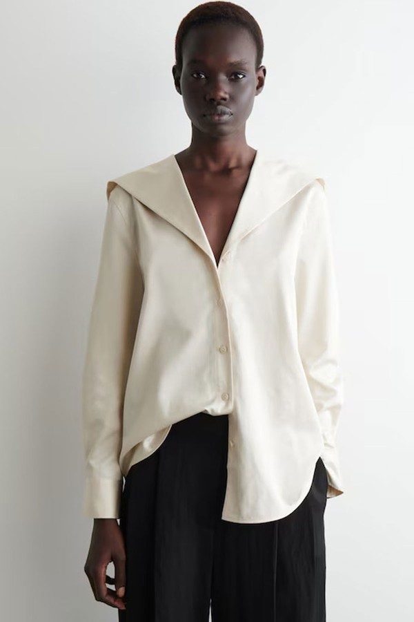  Sailor-Collar Cotton Shirt