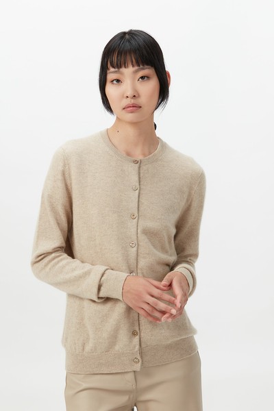 Organic Colour Cashmere Crew Neck Cardigan from Gobi