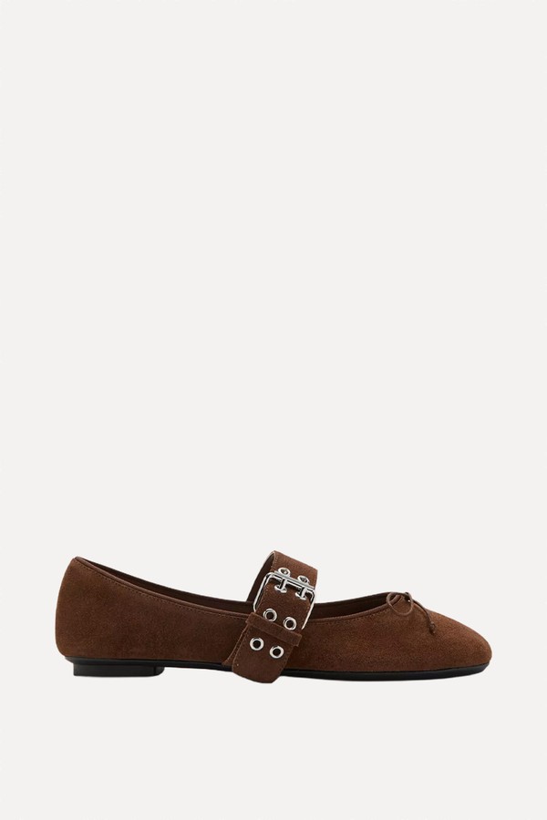 Buckle Suede Ballerinas
