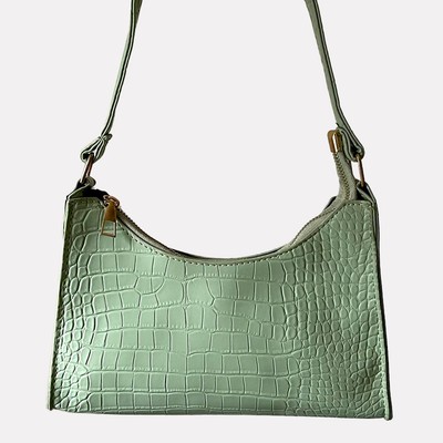 Croc Embossed Baguette Shoulder Bag from Vintage