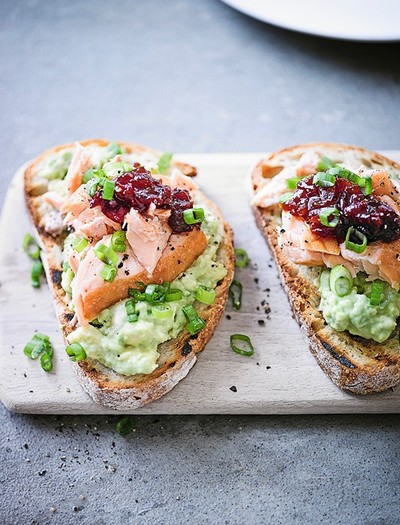 Hot Smoked Salmon On Toast With Avocado & Chilli Jam