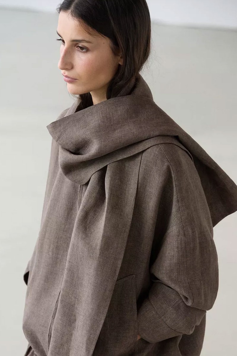 Linen Melange Bomber Jacket