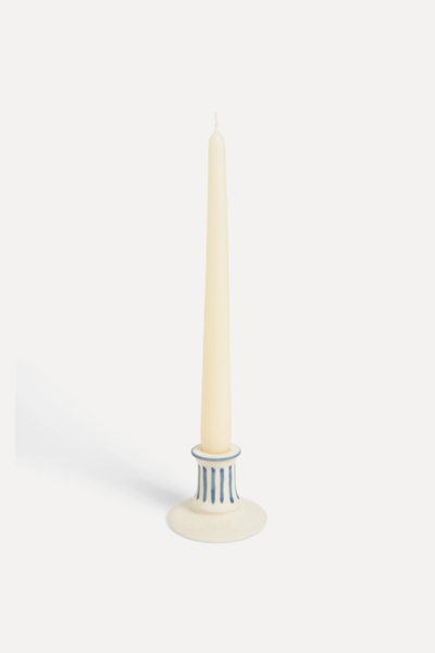 Tripe Stoneware Dinner Candle Holder from John Lewis