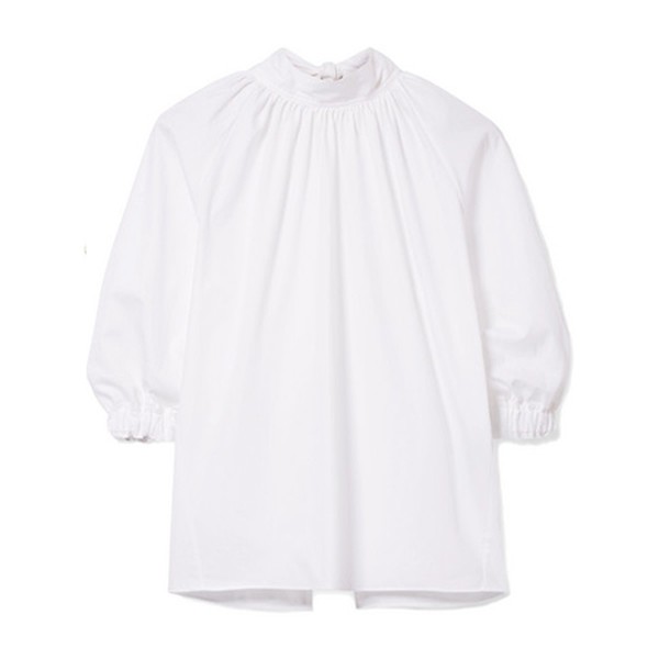 Tie-Back Pleated Cotton Poplin Blouse from Rosetta Getty