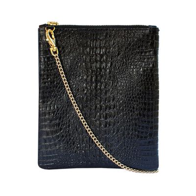 India Black Croc Leather Clutch Bag from Dida Ritchie
