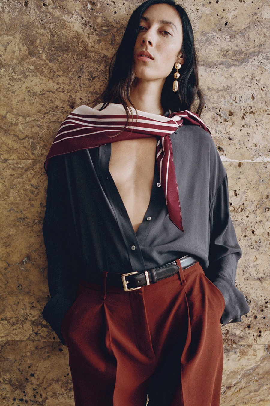 Striped Satin Scarf