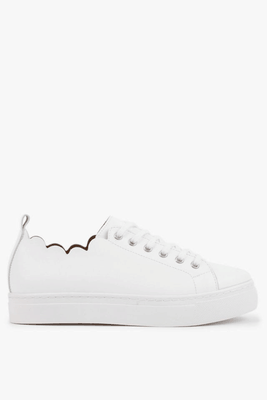 Scalloped White Leather Trainer  from Daniel Footwear