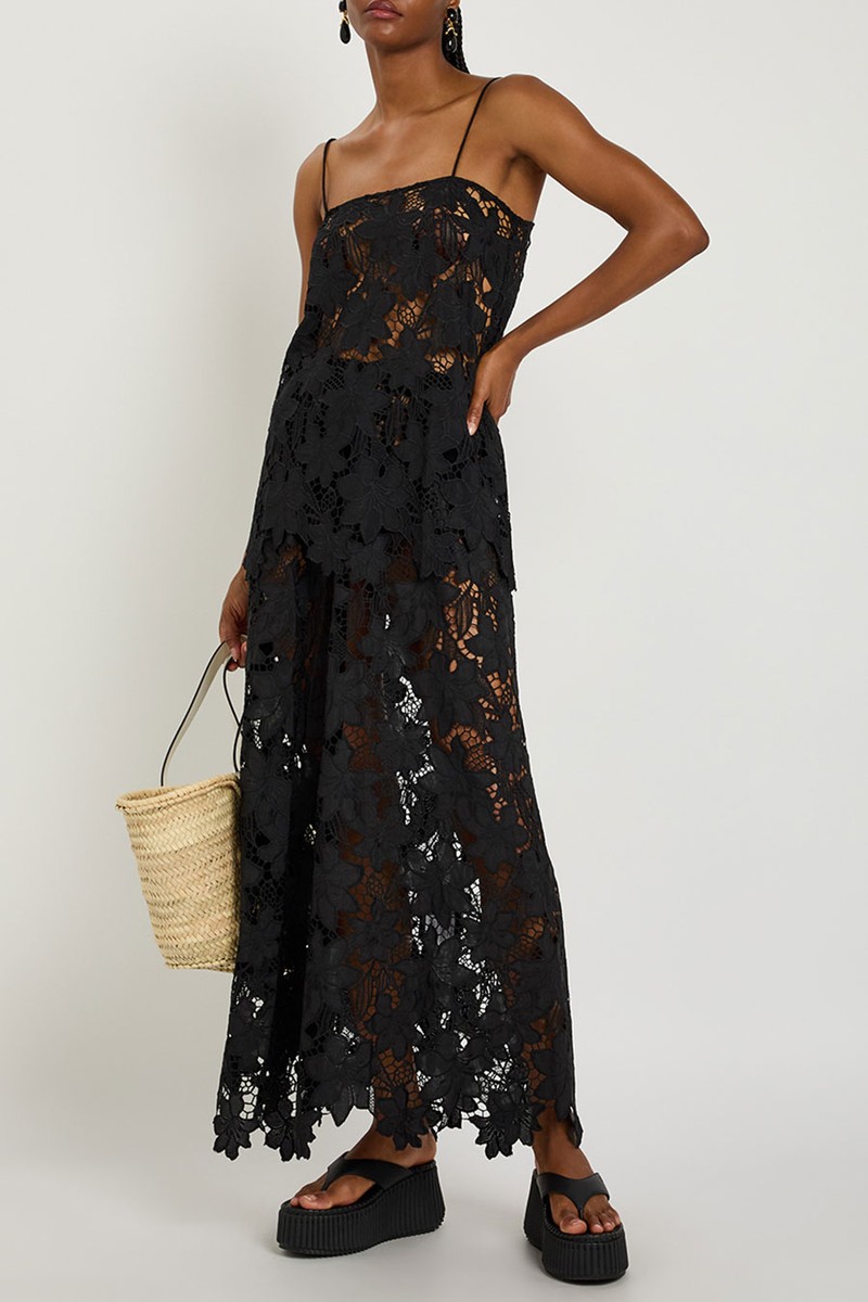Camilla Mini Embroidered Guipure-Lace Top from SOLAQUA
