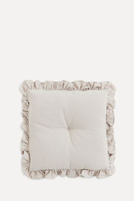 Frill-Trimmed Cotton Seat Cushion