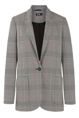 Grosgrain Trim Checked Blazer from Me+Em