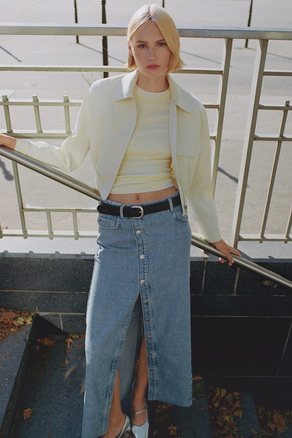 Buttoned Denim Skirt from Mango