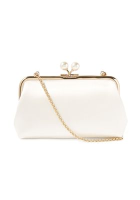 Maud Pearl Embellished Satin Clutch Bag from Anya Hindmarch