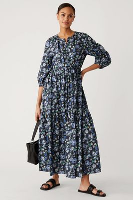 Pure Cotton Printed Midaxi Shirt Dress from Marks & Spencer