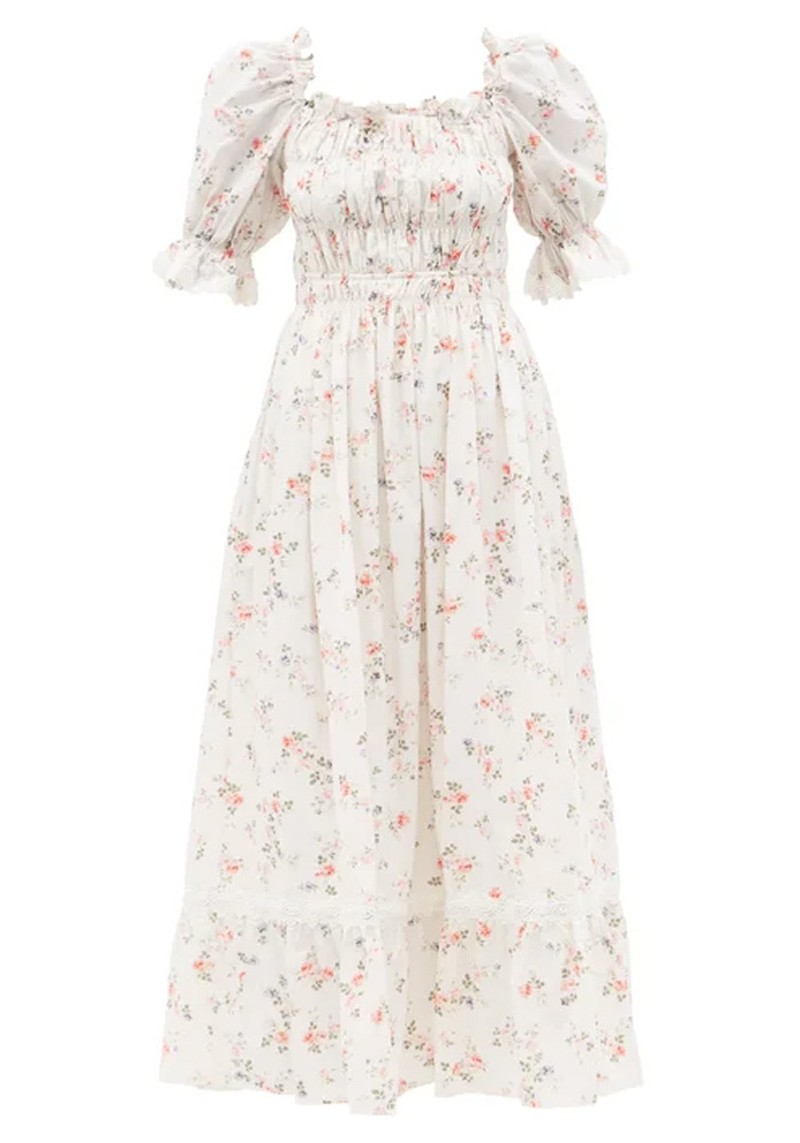 Elisa Shirred Floral-Print Dress from Lug Von Siga