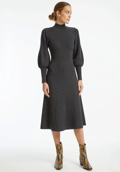 Eva Blouson Sleeve Fit And Flare Merino Knit Dress from Cefinn