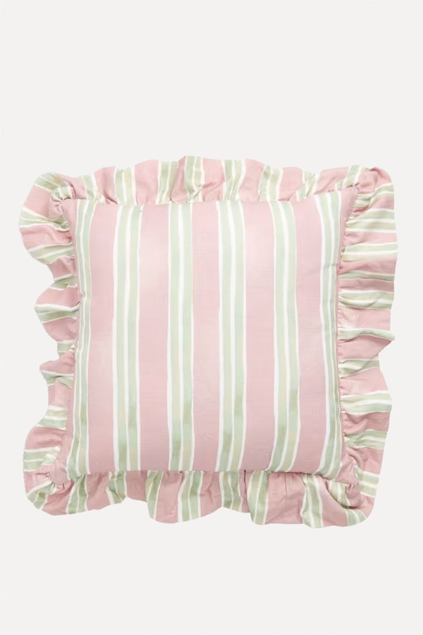 Cotton Rich Striped Frill Cushion