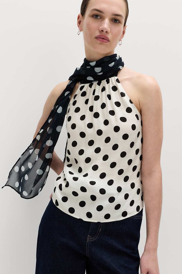 Polka Dot Scarf Detail Top from Marks & Spencer