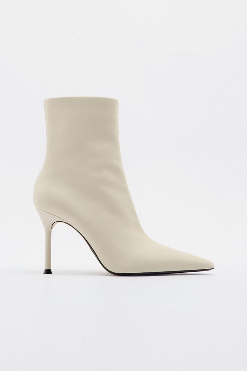 Stiletto Heel Leather Ankle Boots from Zara