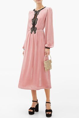 Embellished-Bow Midi Dress from Saloni