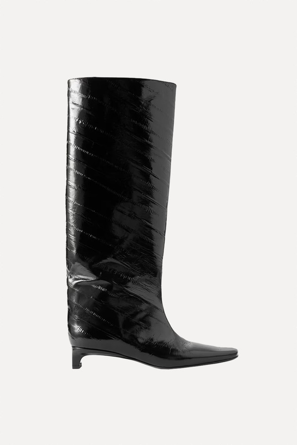 Joan Eel-Effect Patent Leather Knee Boots from Loulou De Saison