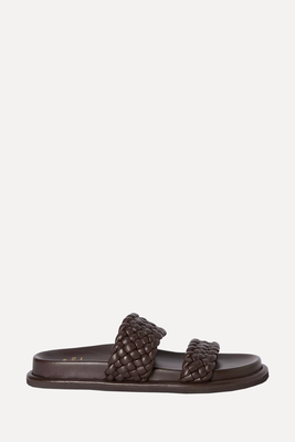 Lovey Leather Woven Padded Footbed Sliders from John Lewis & Partners