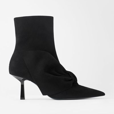 Suede Ankle Boots with Bow from Zara