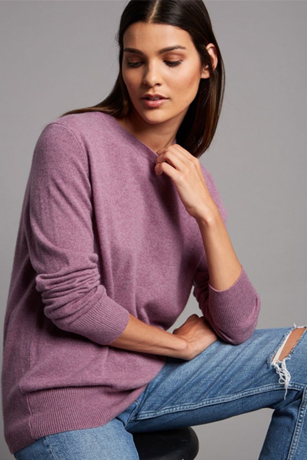 Pure Cashmere Round Neck Jumper Lilac
