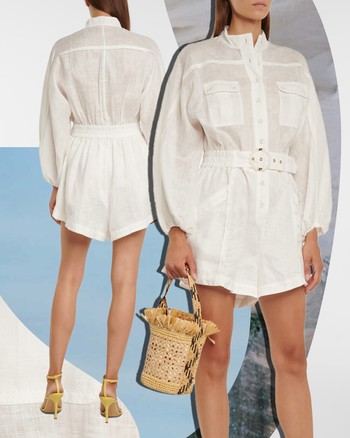 Estelle Belted Linen Playsuit from Zimmermann