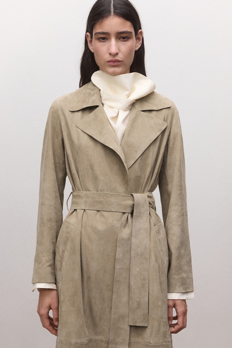 Suede Trench 100% Leather With Belt