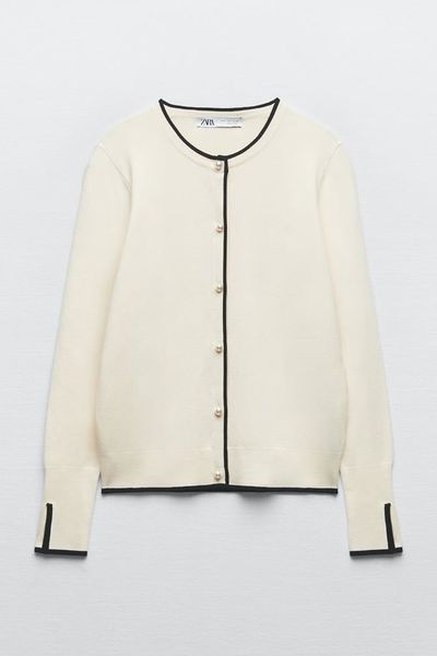 Knit Cardigan With Faux Pearl Buttons from Zara