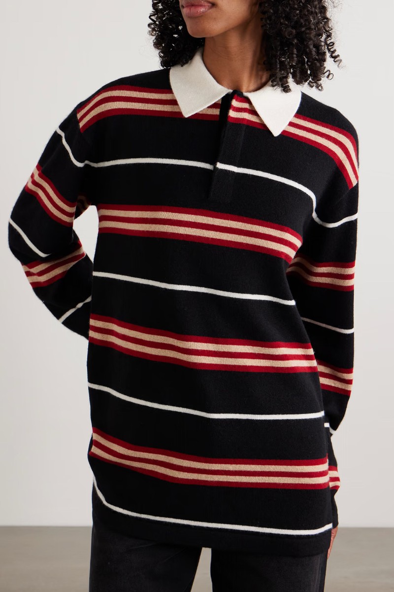 Oversized Striped Cashmere Polo Sweater from  Guest In Residence