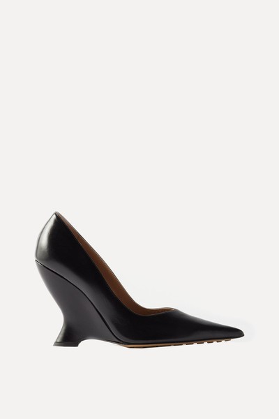 Punta 100 Wedge-Heel Leather Pumps from Bottega Veneta