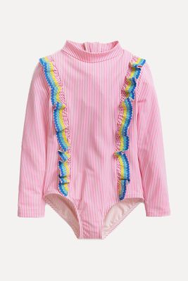 Long-Sleeved Frilly Swimsuit from Boden