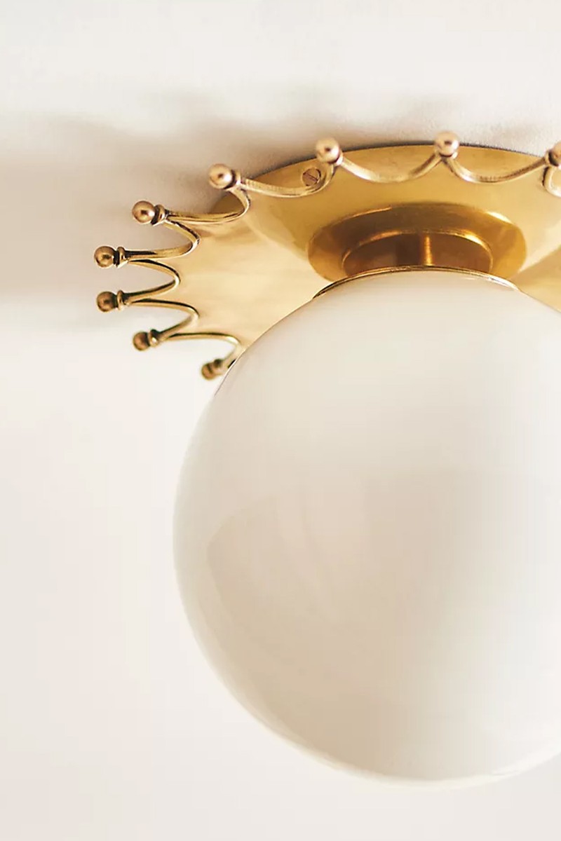 Quinn Sun Brass Glass Globe Ceiling Light