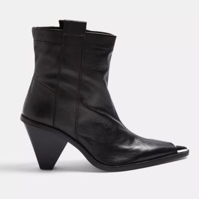 Mellie Black Leather Toe Cap Boots from Topshop