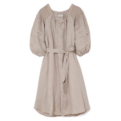 Hugh Smocked Embroidered Linen Dress from Innika Choo