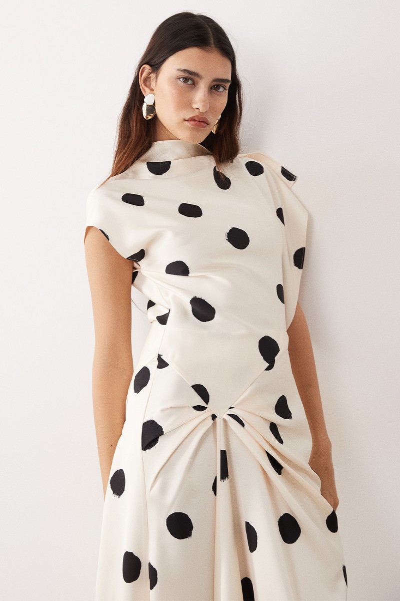 Split Shoulder Draped Maxi Dress 