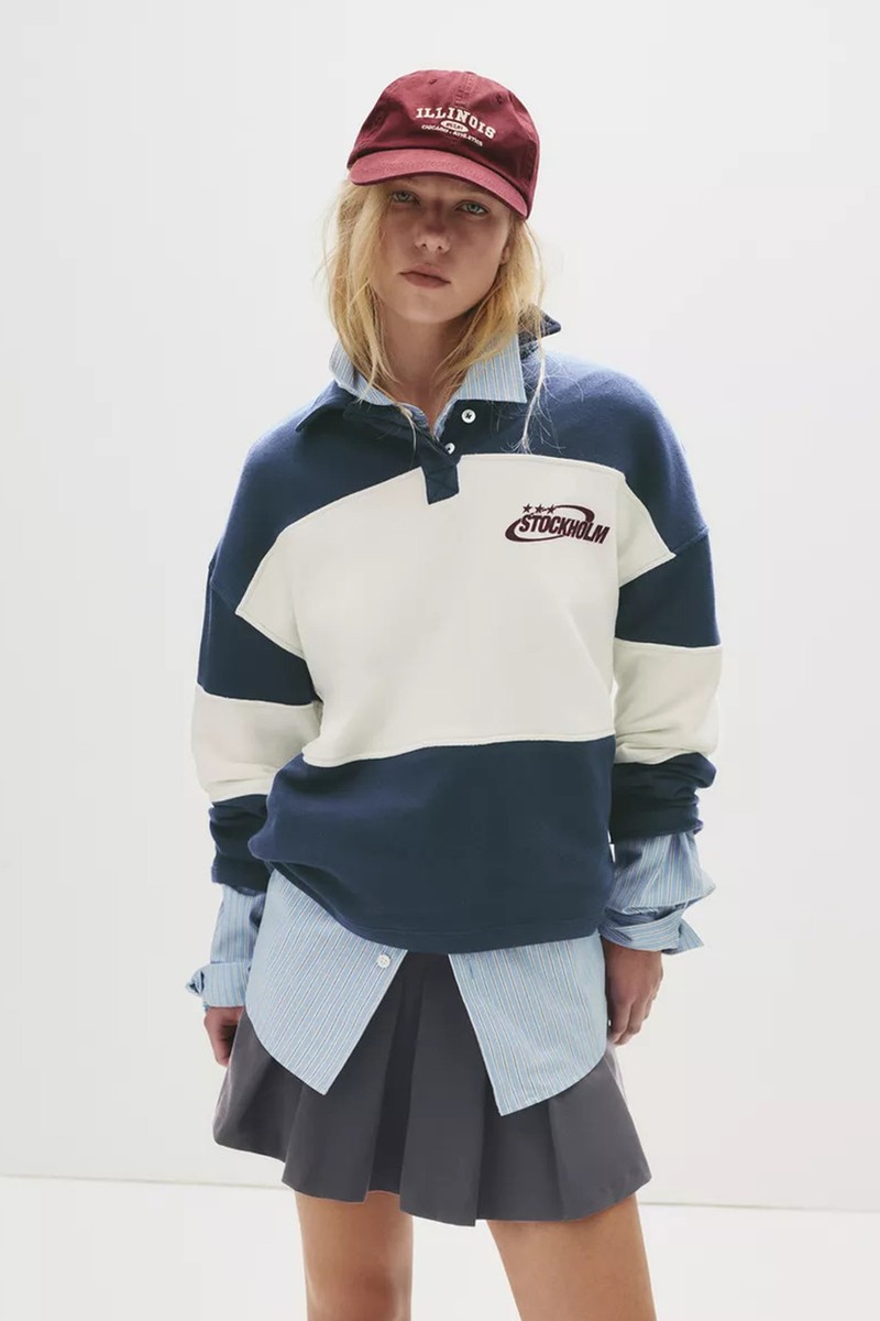 Panelled Polo Collar Sweatshirt from Pull & Bear